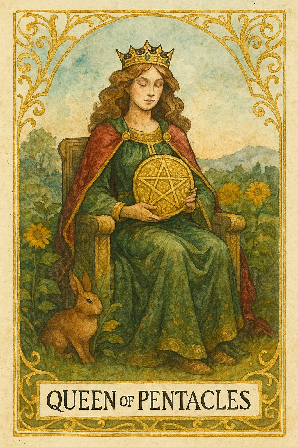 Queen of Pentacles Tarot Card